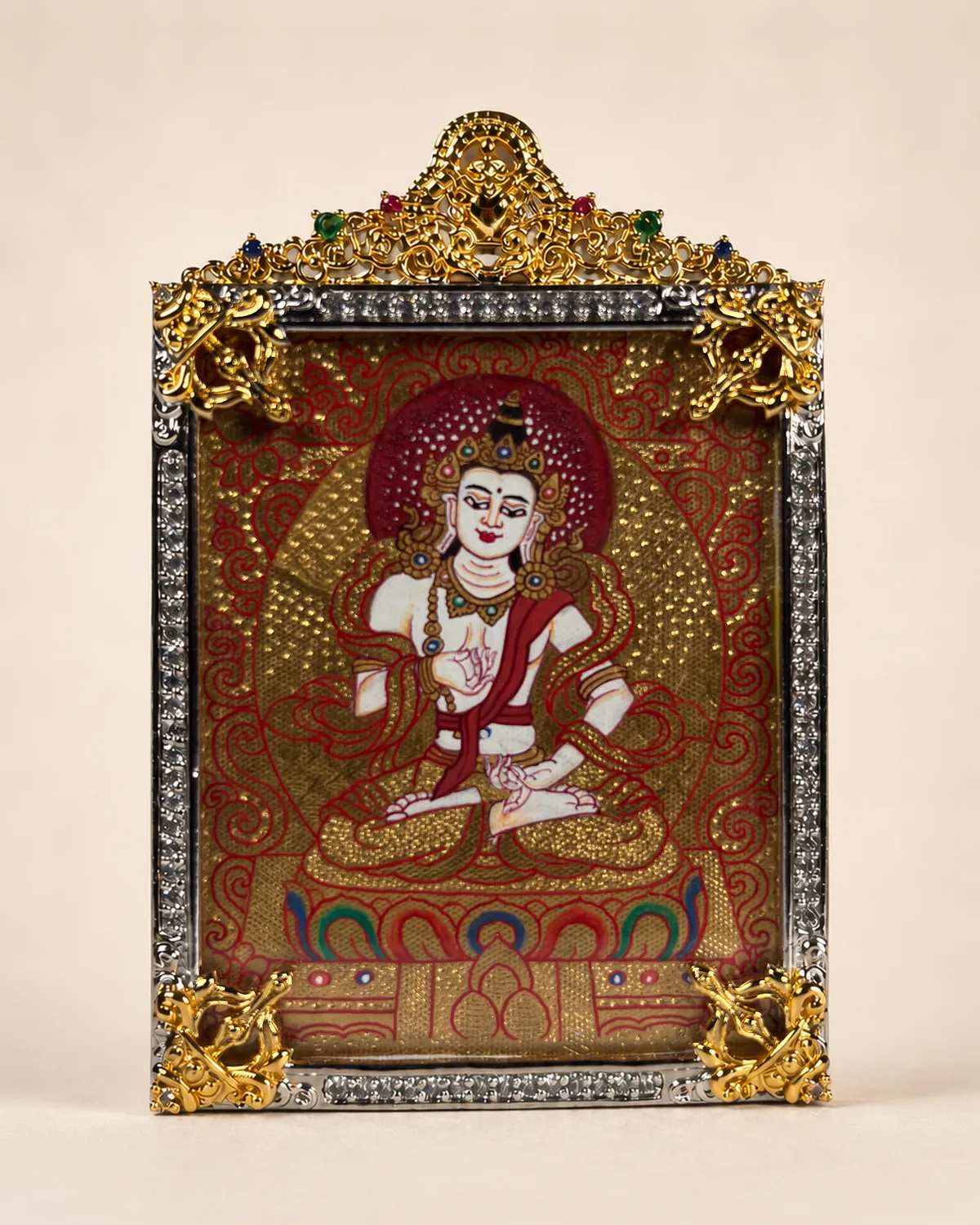 Avalokiteshvara Bodhisattva Gold-Ground Miniature Thangka | V2.12 front overall view