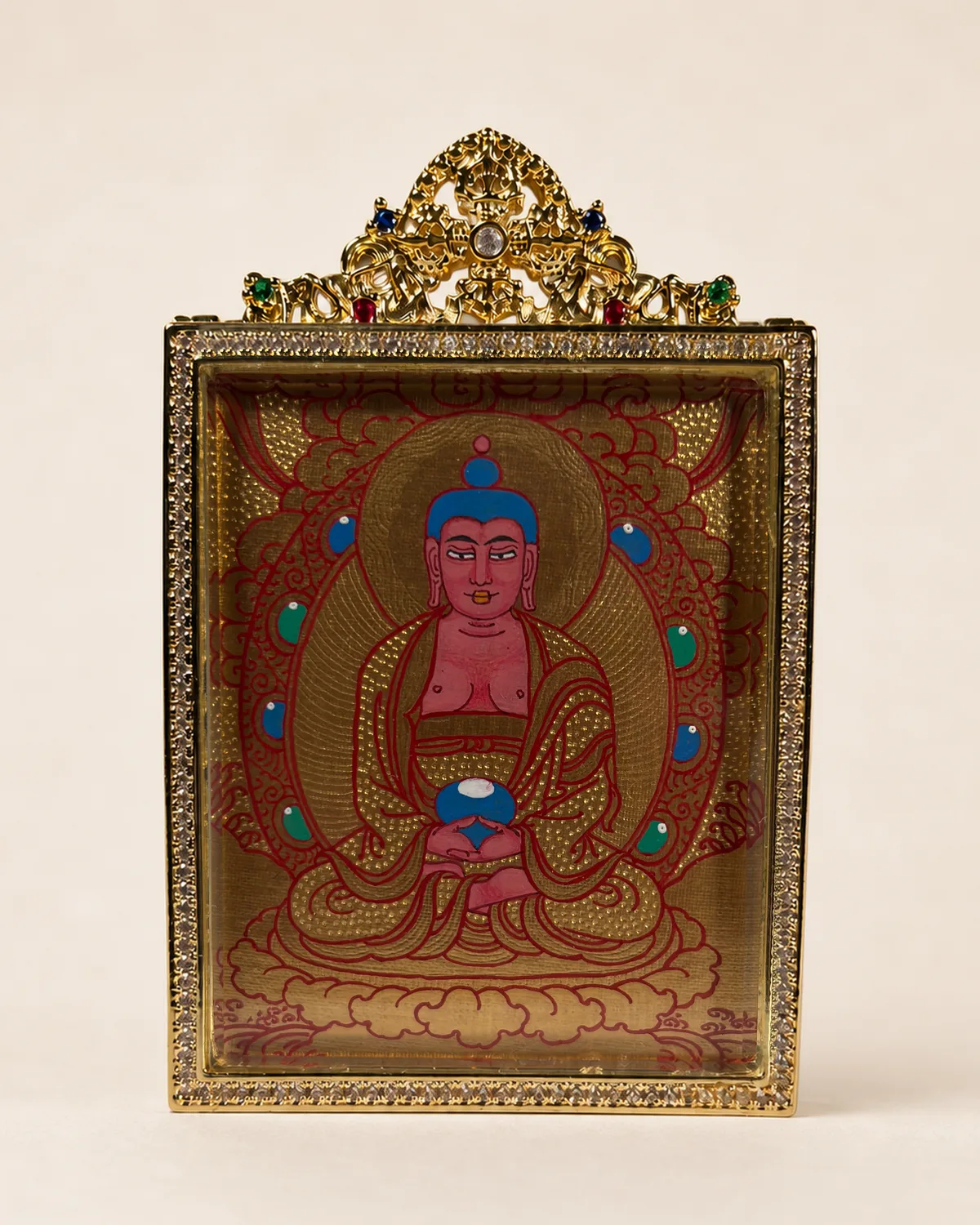 Amitabha Buddha Gold-Ground Miniature Thangka | V2.12 front overall view