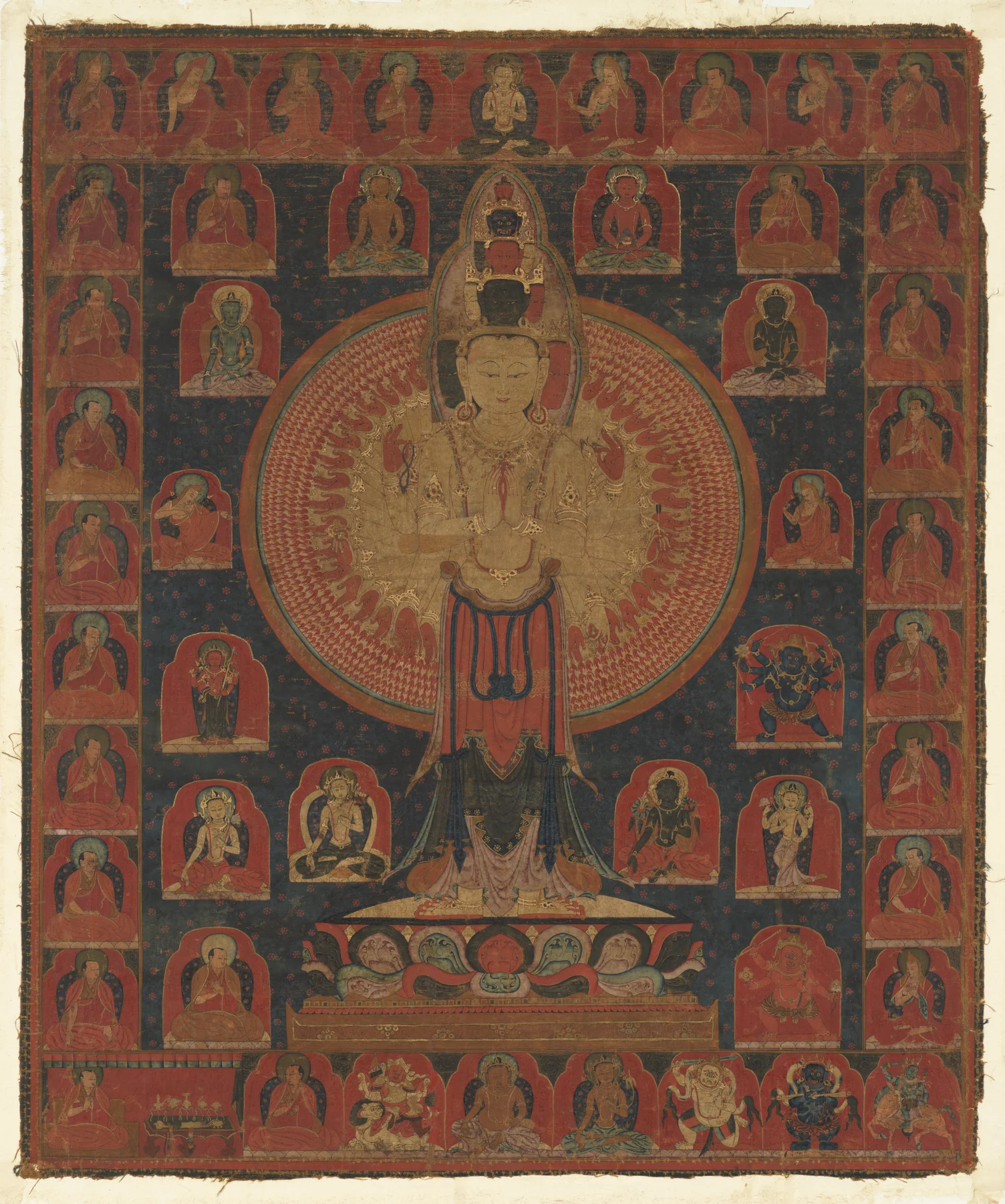 千手观音,14世纪,西藏;布面胶彩与金。大都会艺术博物馆,1989.18,公版。