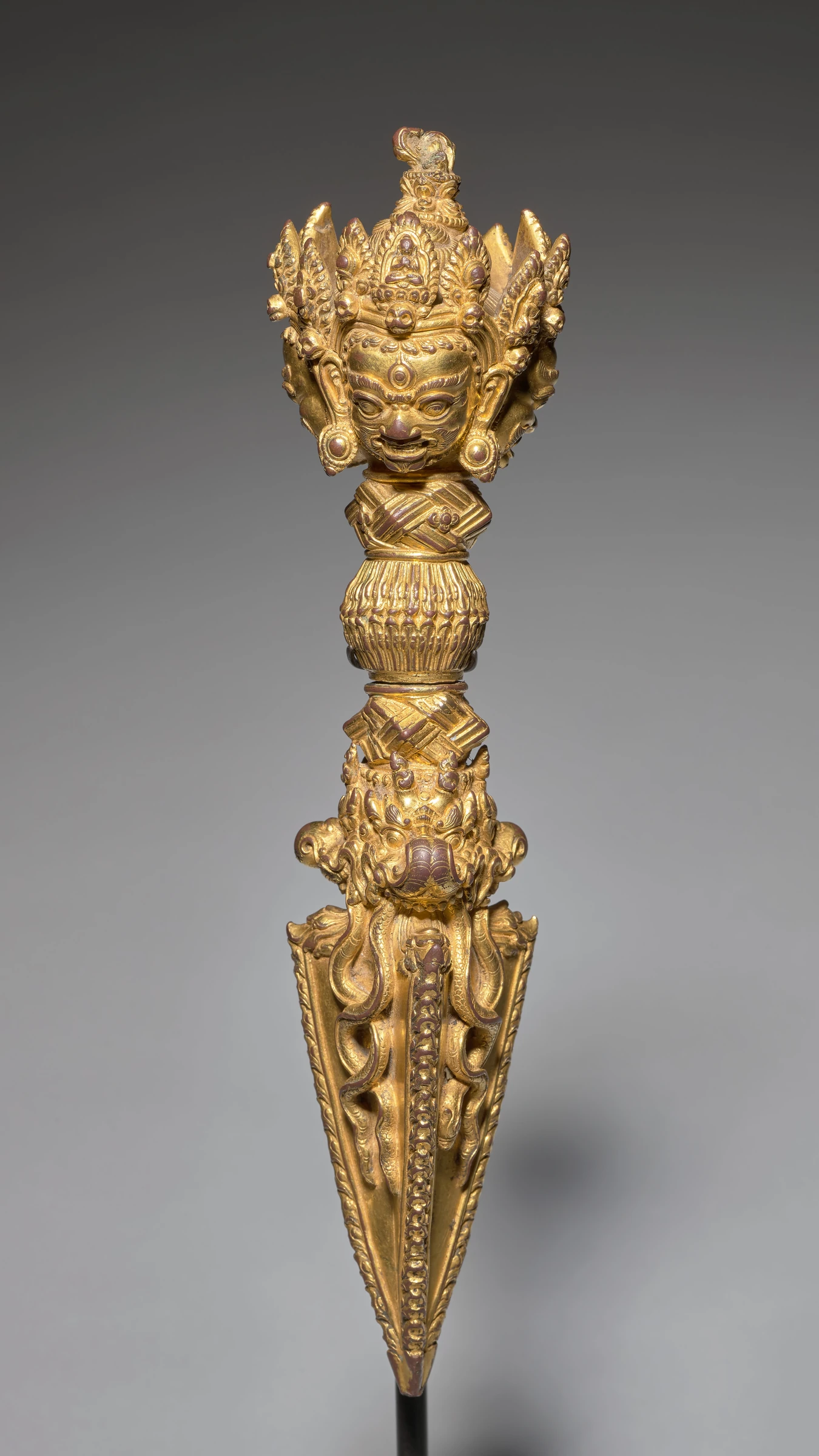 Chinese gilt-bronze ritual dagger known as a phurba, Yongle period 1403–1424, Minneapolis Institute of Art accession 2000.148