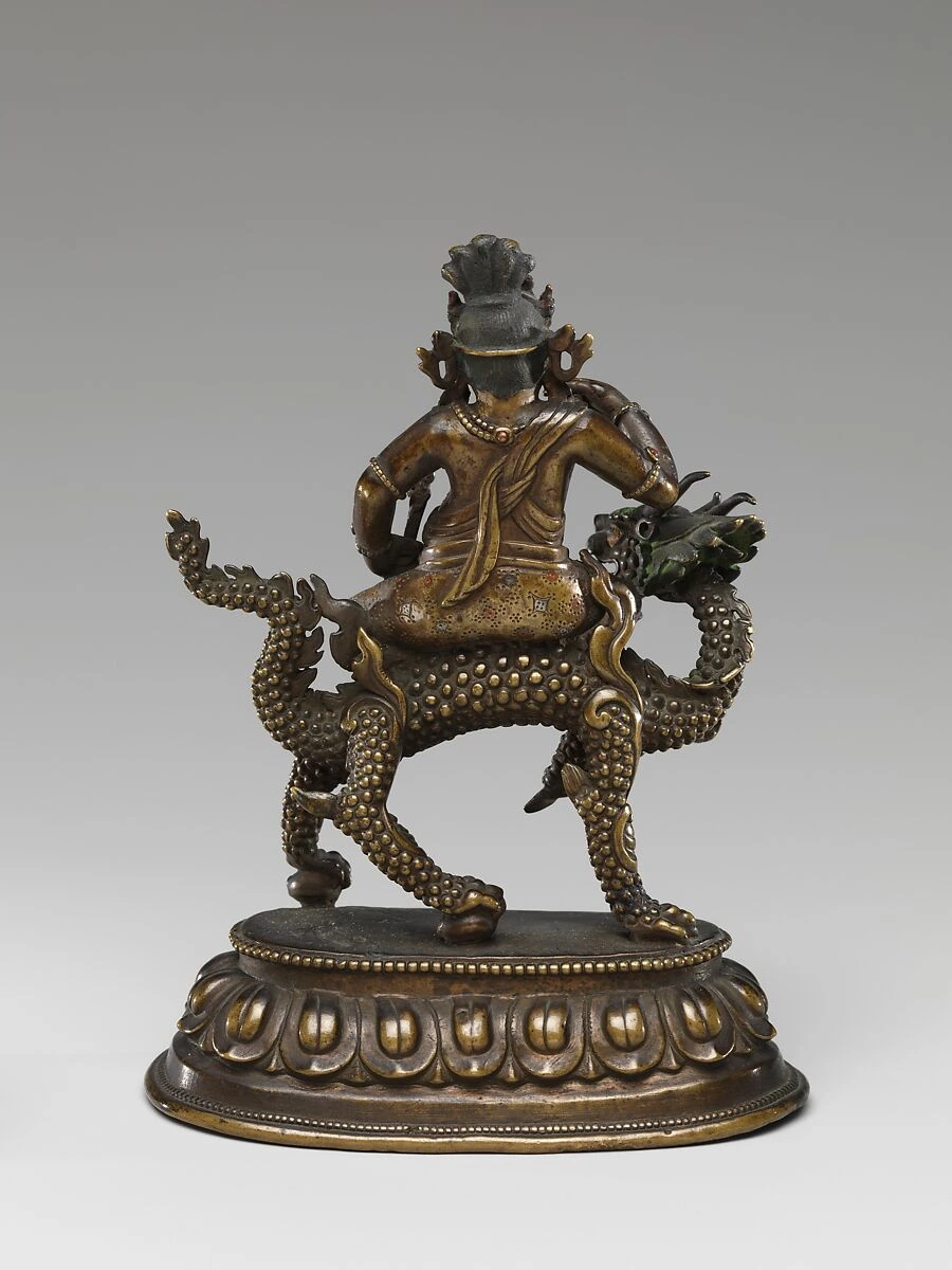 Reverse view of the White Jambhala sculpture and dragon, The Met 48.30.12