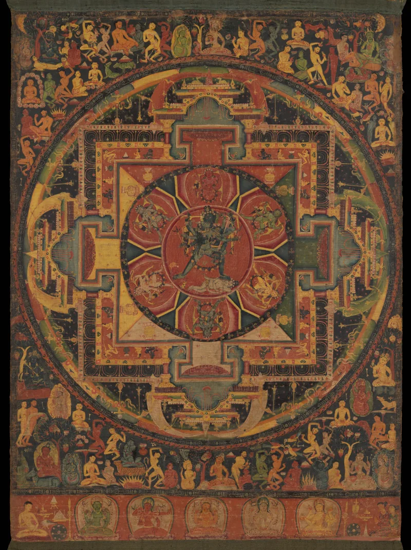 Chakrasamvara Mandala, a Nepalese distemper painting on cloth dated about 1100, The Metropolitan Museum of Art.