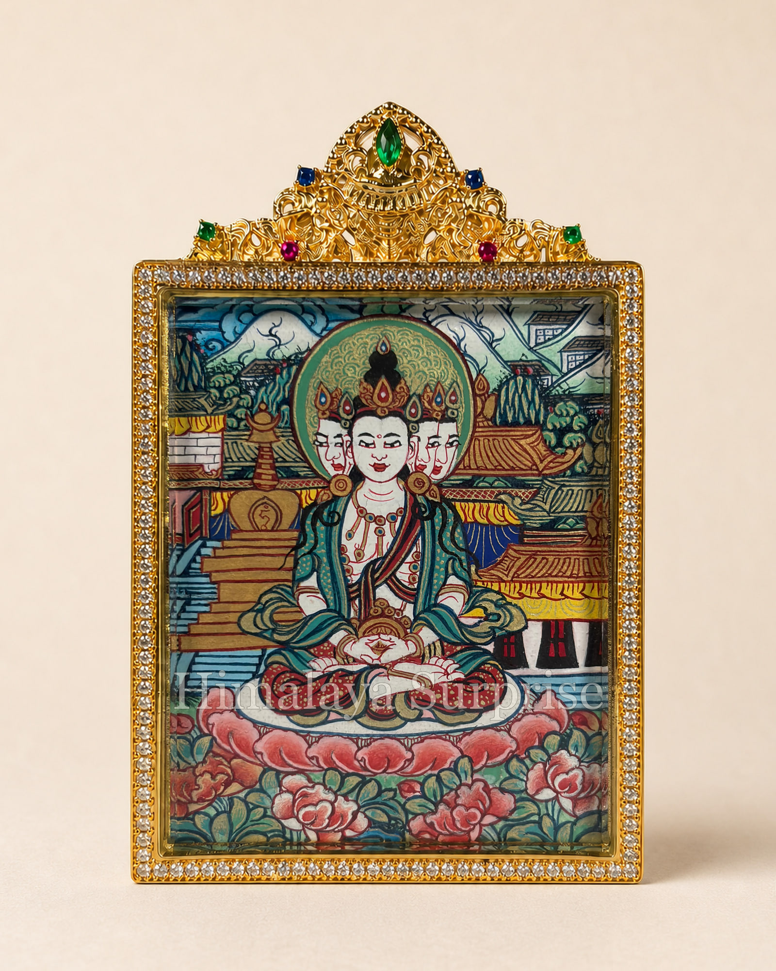 Vairocana Buddha Mini Thangka · Polychrome | front overall view