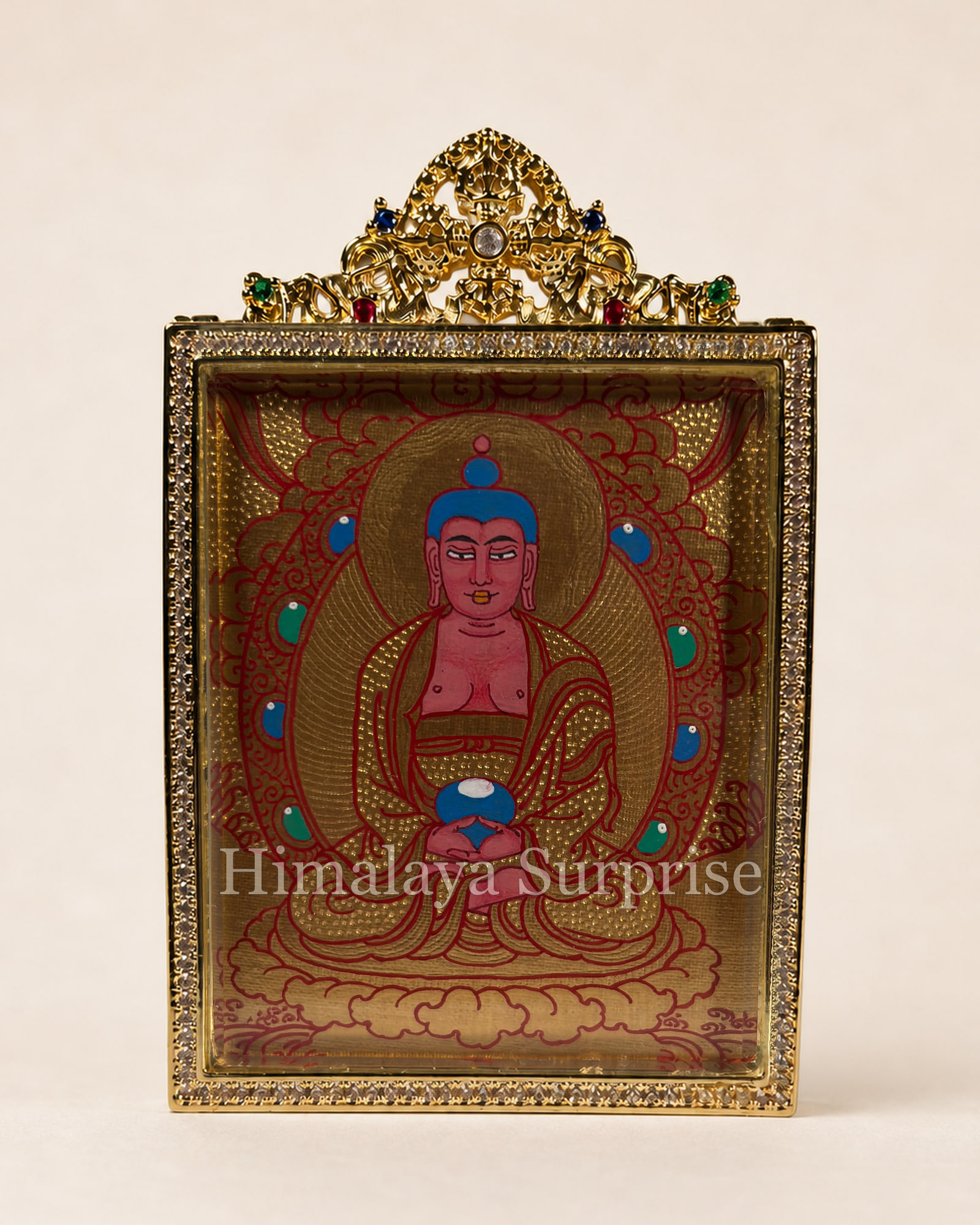 Amitabha Buddha Mini Thangka · Gold-Ground | front overall view