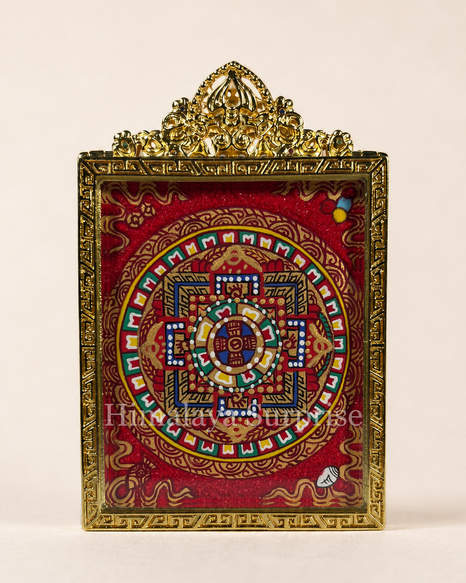 Yellow Jambhala Mini Thangka · Gold-Ground | reverse documentary view