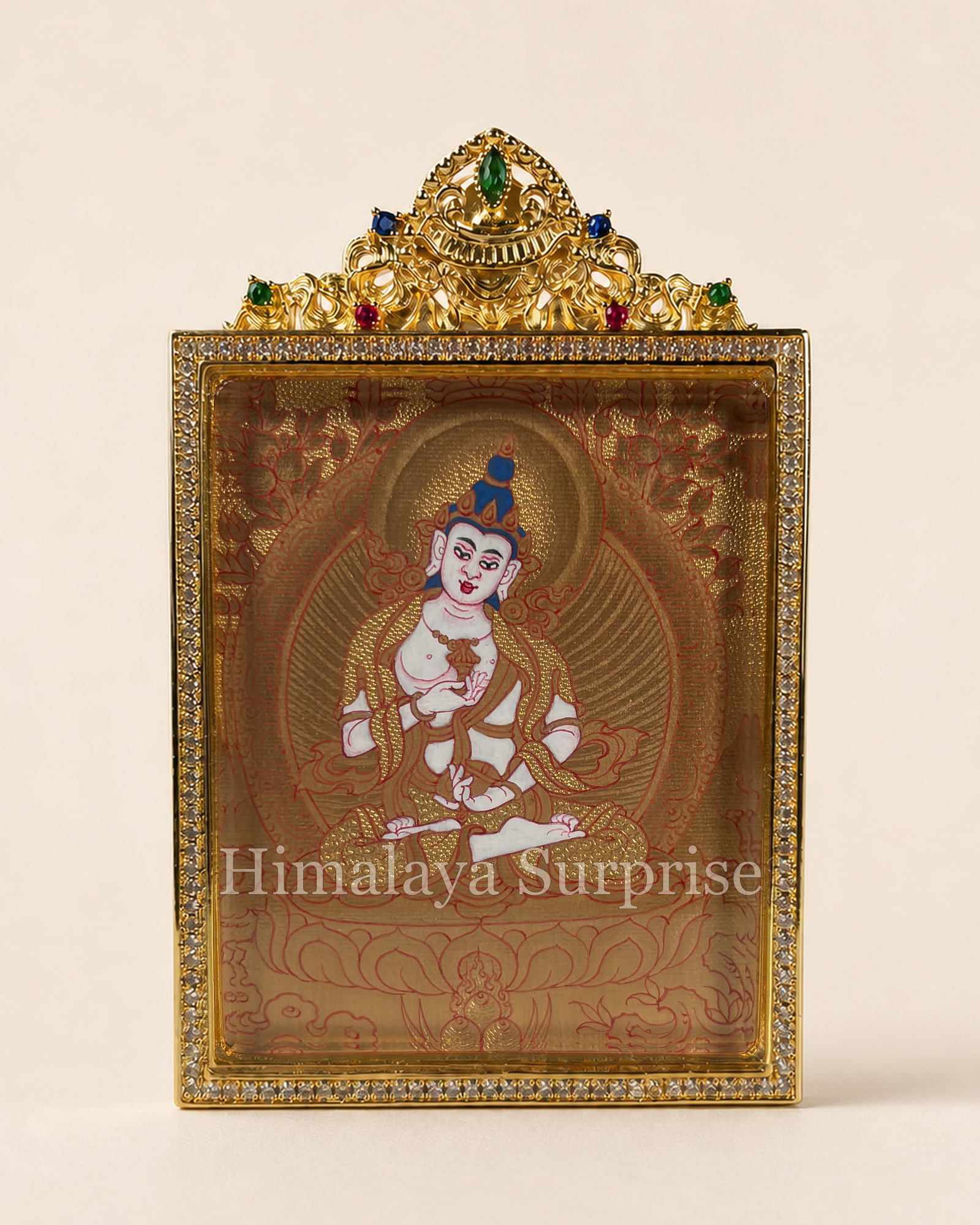 Vajrasattva Mini Thangka · Gold-Ground | front overall view
