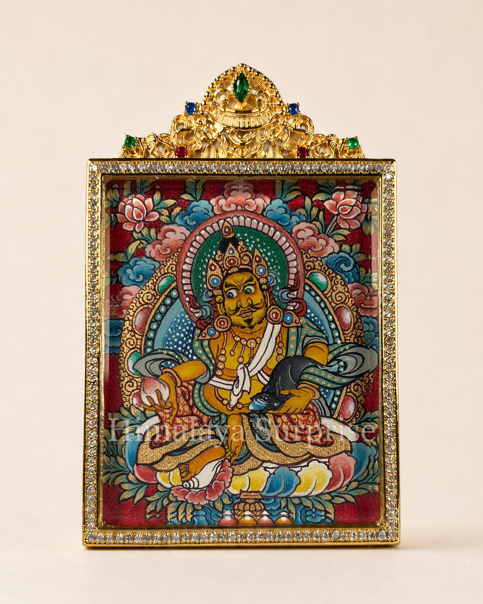 Yellow Jambhala Mini Thangka · Polychrome | front overall view