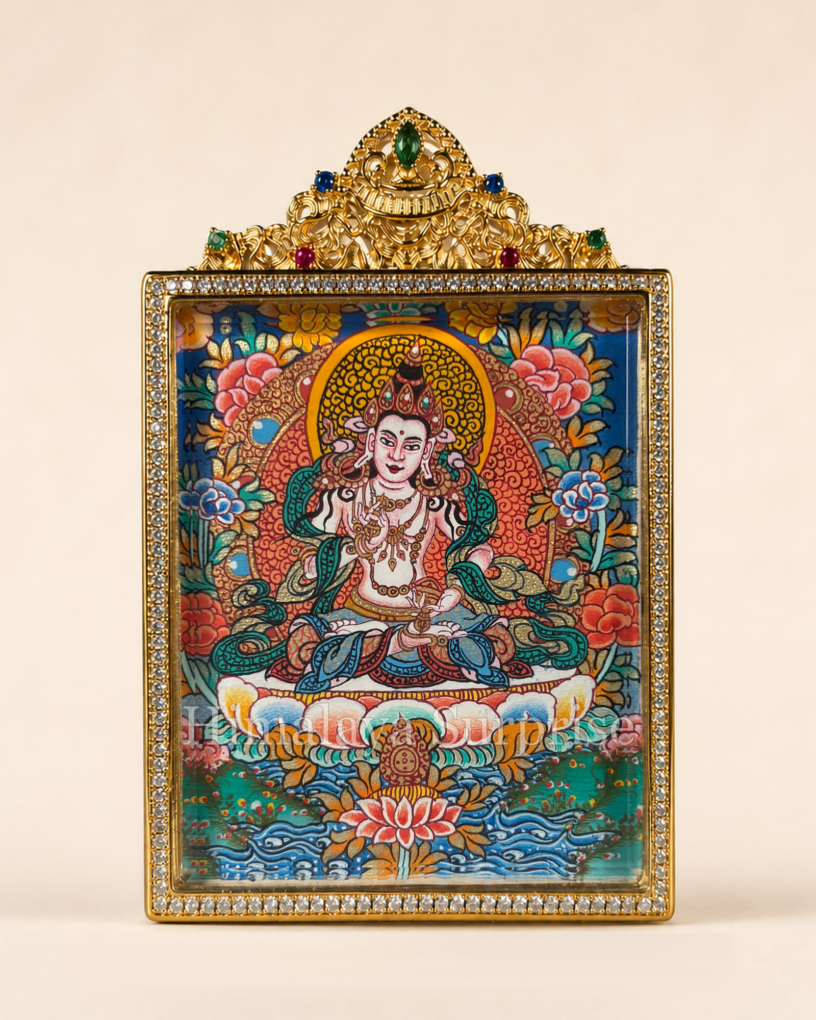 Vajrasattva Mini Thangka · Polychrome | front overall view