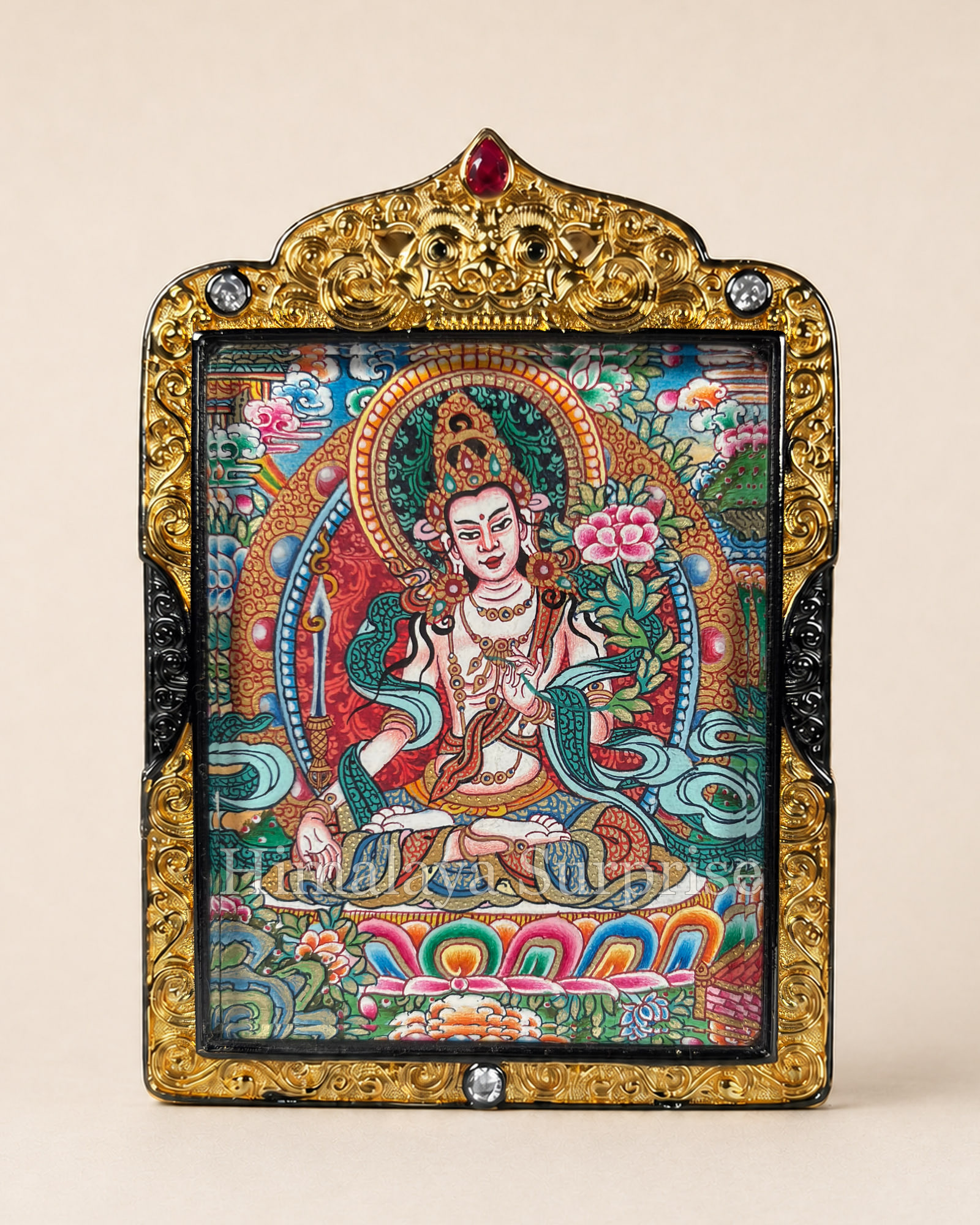 Mahasthamaprapta Mini Thangka · Polychrome | front overall view