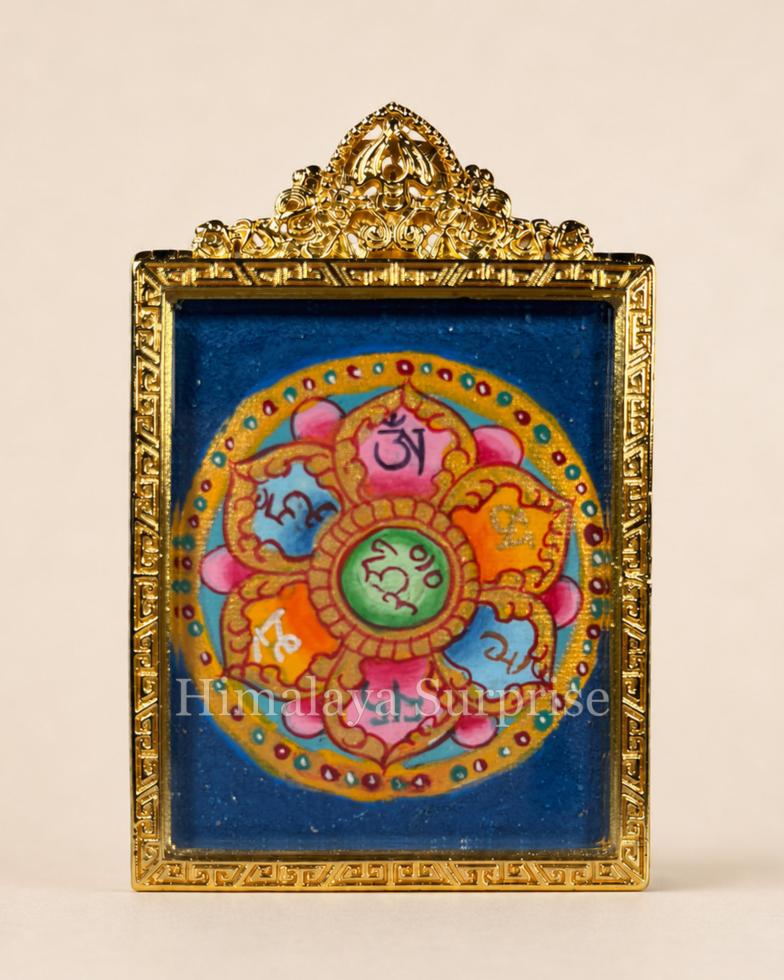 Drashi Lhamo Mini Thangka · Past and Present, Gold-Ground | reverse documentary view