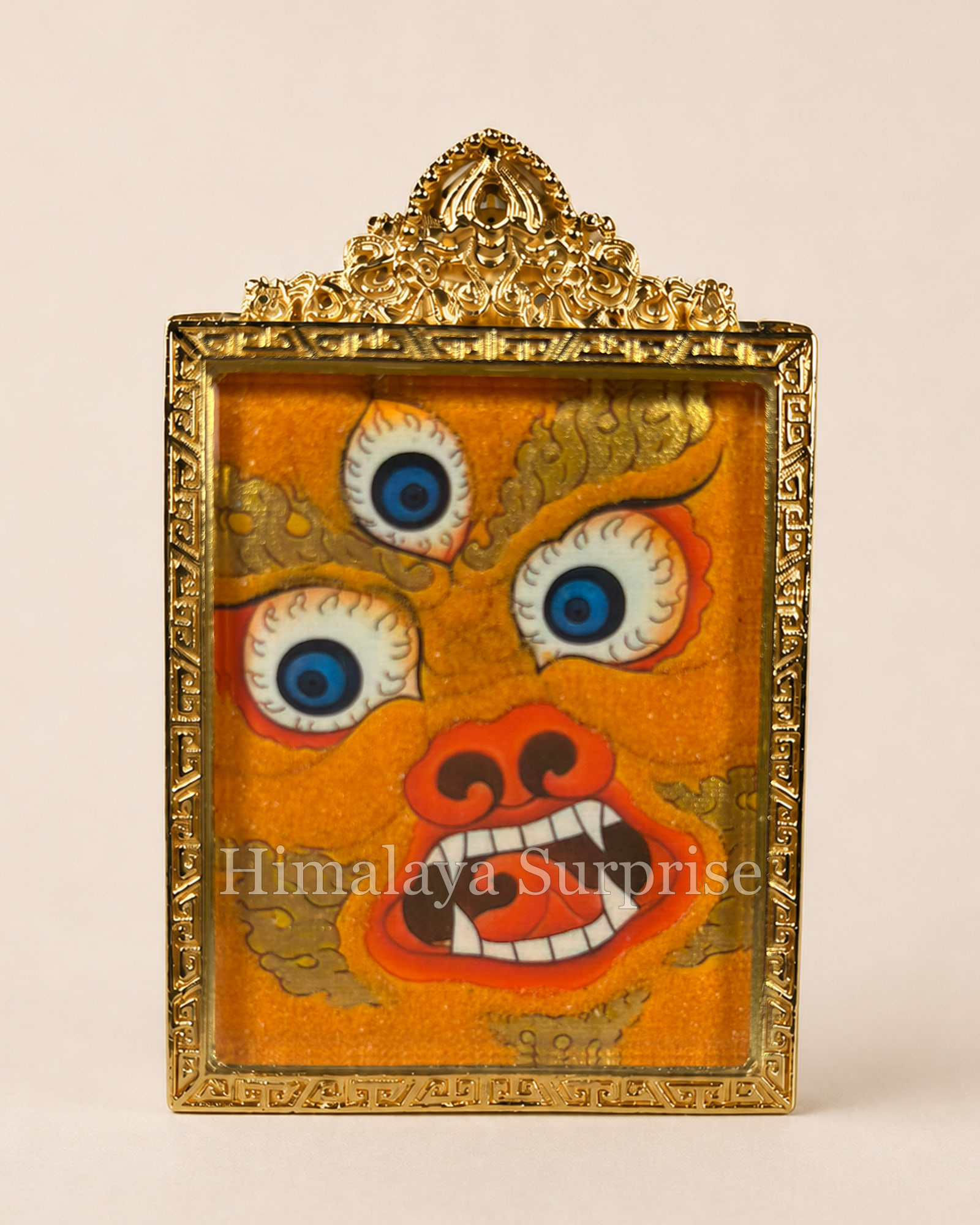 Vajrabhairava (Yamantaka) Mini Thangka · Polychrome | reverse documentary view