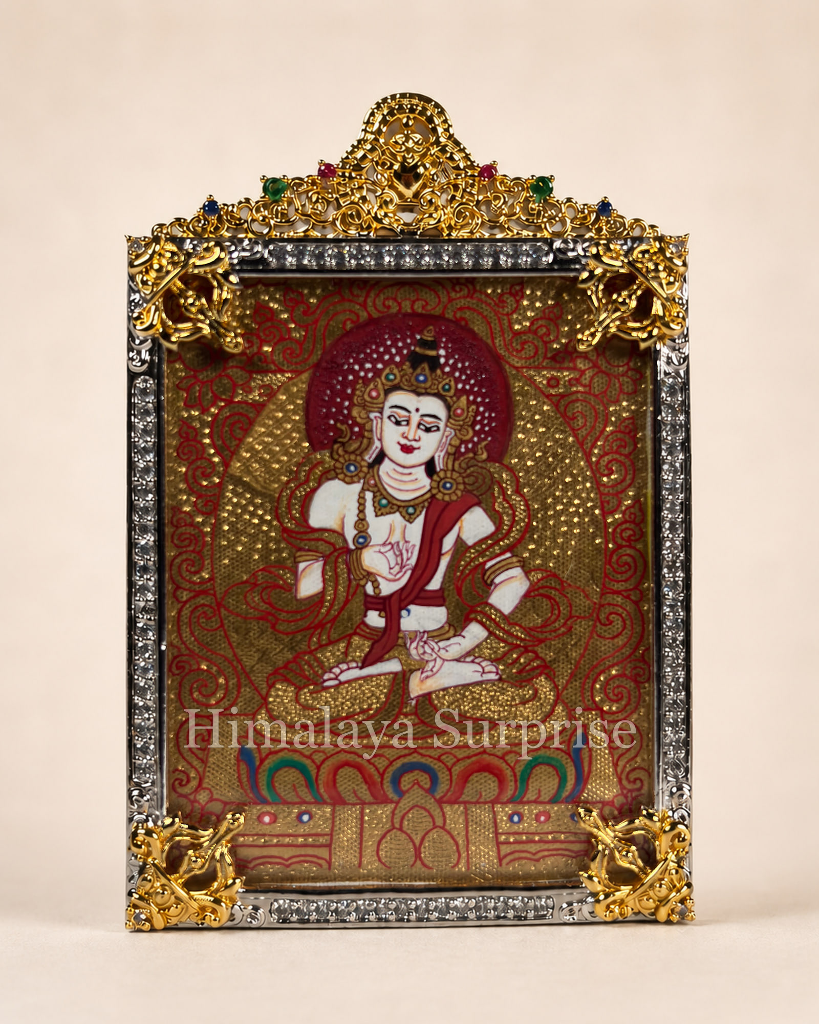 Avalokiteshvara Mini Thangka · Gold-Ground | front overall view