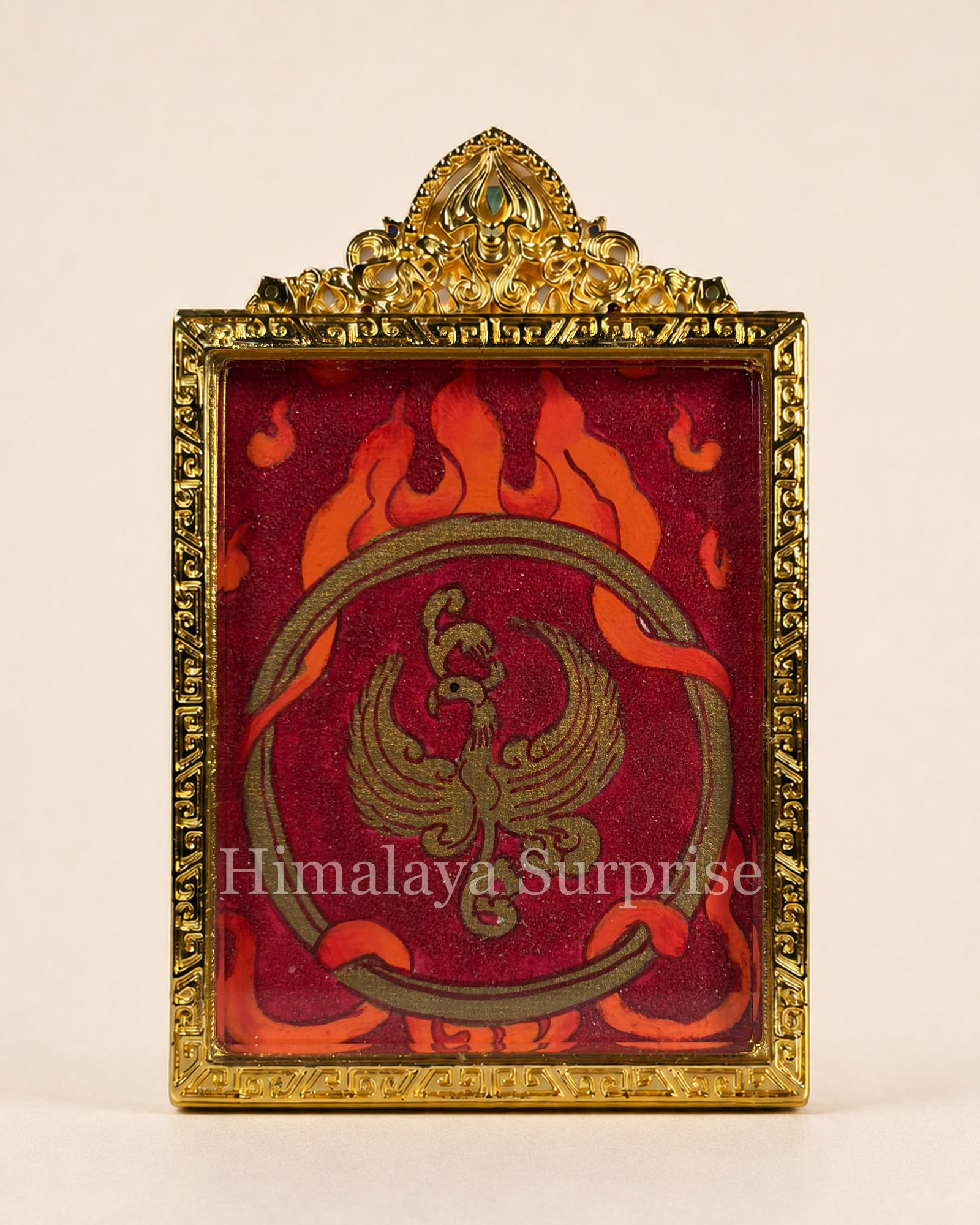 Multi-Faced Vairocana Mini Thangka · Polychrome | reverse documentary view
